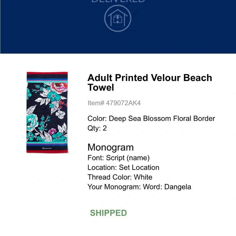 😎Lands’ End Adult Velour Beach Towel😎